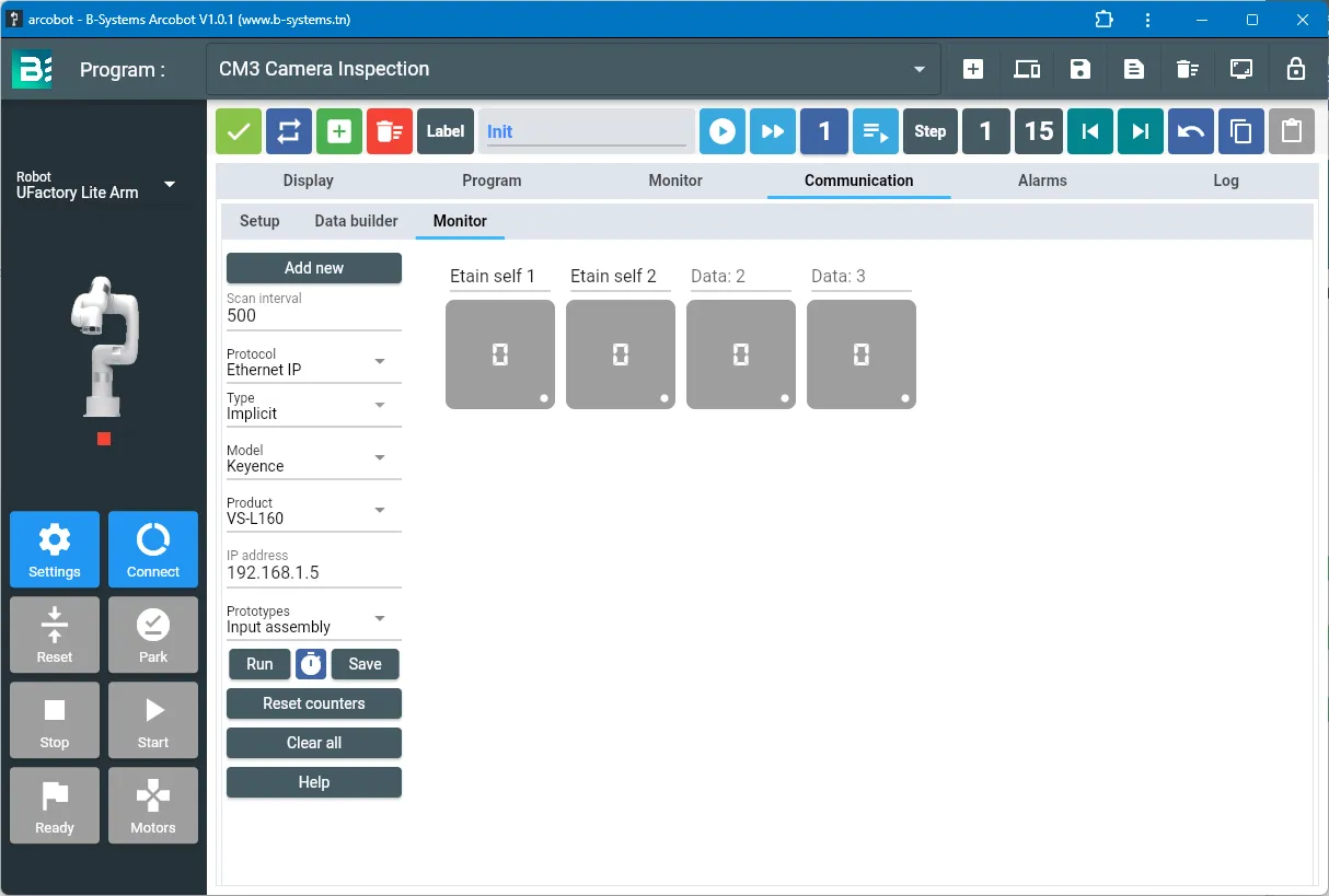 Arcobot EtherNet/IP monitoring